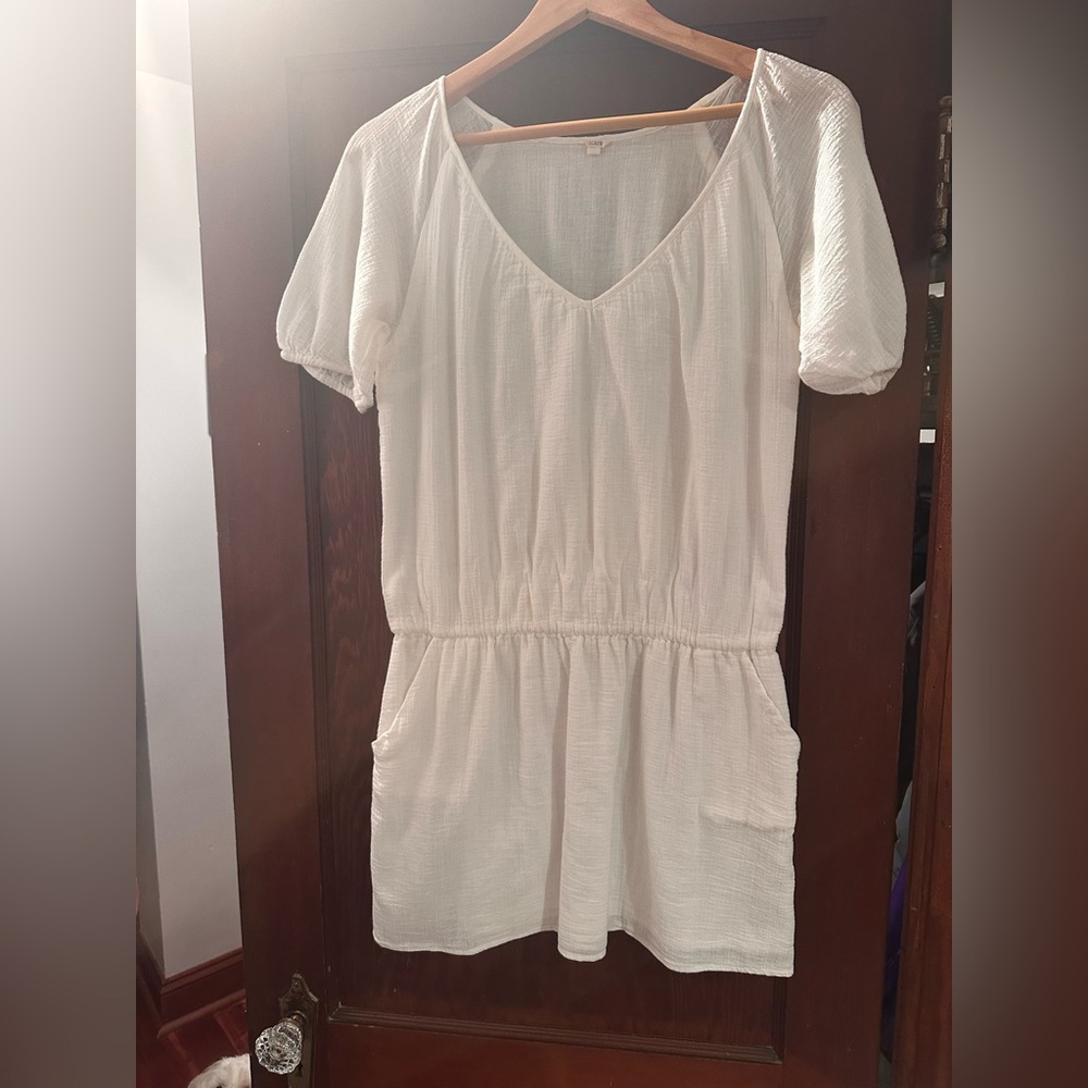 J crew cotton gauze Elegant White V-Neck Women's beach cover up